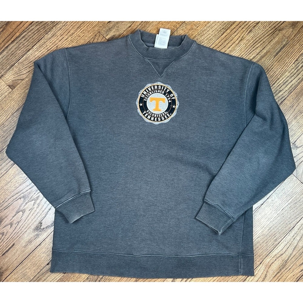 Vintage Tennessee Volunteers Sweatshirt Embroidered Gray Crewneck‎ Size Large